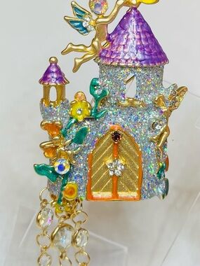 Fairy Castle Sparkle Brooch - Purple & Gold